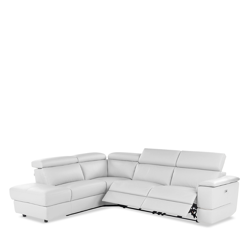 Giuseppe Nicoletti Ronaldo 3 Piece Recliner Sectional In Bull Puro White