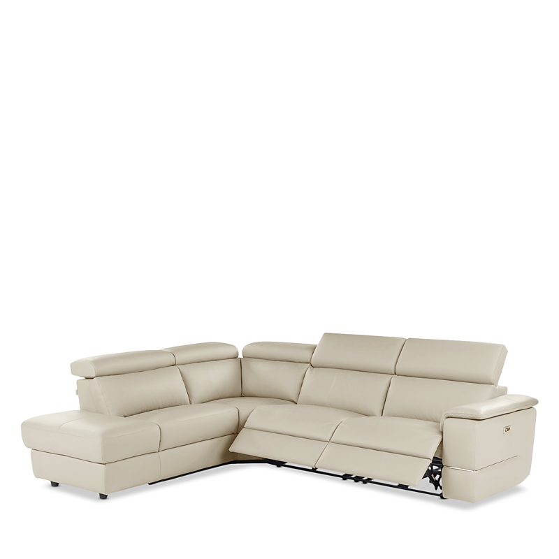 Giuseppe Nicoletti Ronaldo 3 Piece Recliner Sectional In Bull Bianco Latte