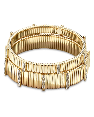 Shop Baublebar Casey Pave Stretch Bracelet In Gold Tone