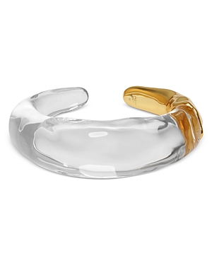 ALEXIS BITTAR MOLTEN LUCITE LARGE HINGE CUFF BRACELET IN 14K GOLD PLATED