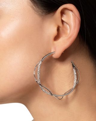 Intertwined Pav&eacute; Hoop Earrings 