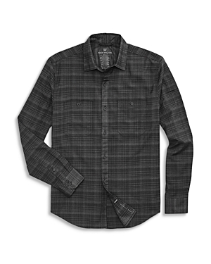 Mack Weldon Warmknit Brushed Flannel Button Down Shirt In True Black