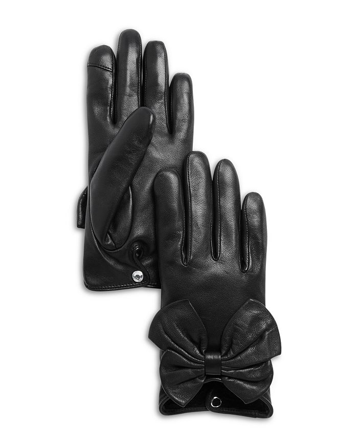 AQUA Large Leather Bow Gloves 100 Exclusive Bloomingdale's