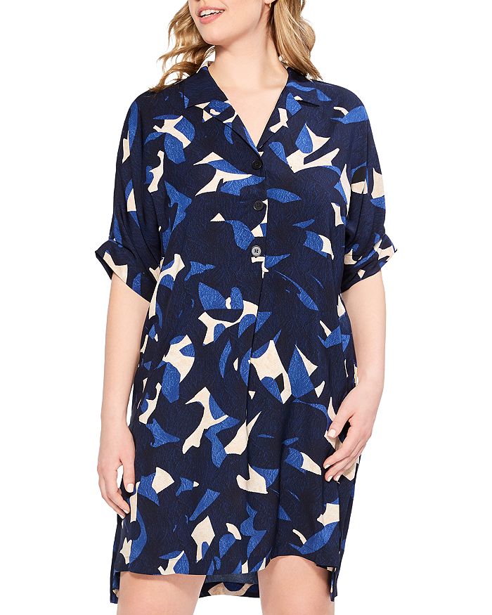 NIC+ZOE Plus Abstract Print Billow Shirt Dress | Bloomingdale's