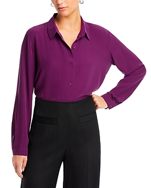 Eileen Fisher Silk Classic Collar Easy Shirt In Sweet Plum