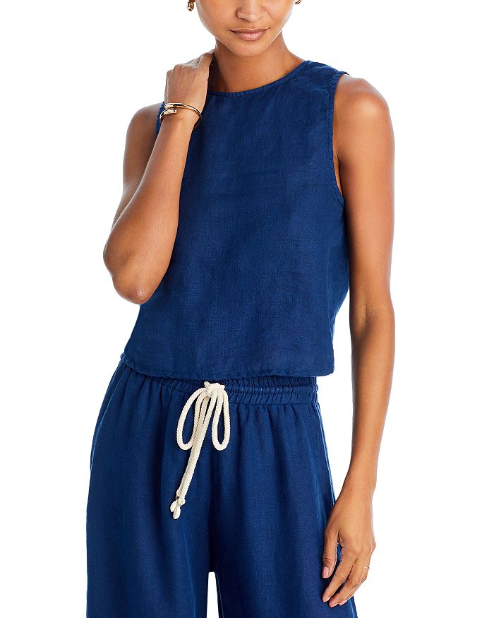 AQUA Linen Swim CoverUp Top 100 Exclusive Bloomingdale's