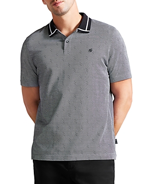 Ted Baker Mens Black Herringbone-stitch Cotton Polo Shirt In Black