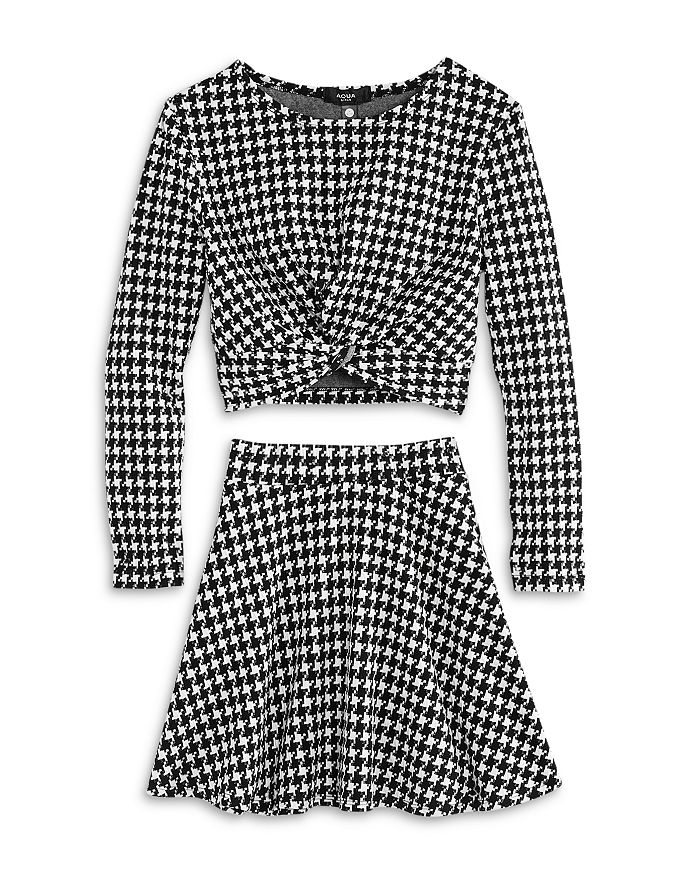 AQUA Girls Plaid Circle Skirt Girls Plaid Twist Front Top Big