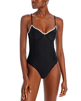 TAHITI Open Back One-piece Swimsuit - Black and White Hibiscus