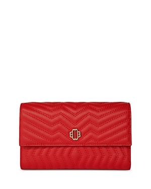Maje Clover Leather Clutch Wallet In Red