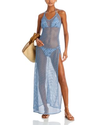 Arya Fishnet Halter Swim Cover Up Dress - Exclusive