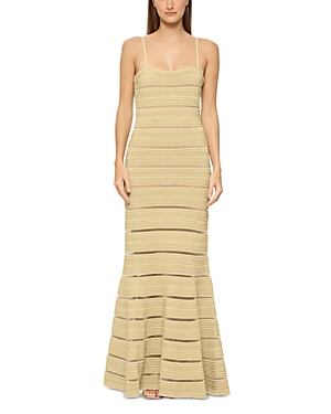 Herve Leger Sleeveless Stitched Bandage Gown In Met Gold