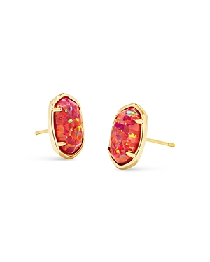 Kendra Scott Grayson Stone Stud Earrings In 14k Gold Plated In Gold Berry