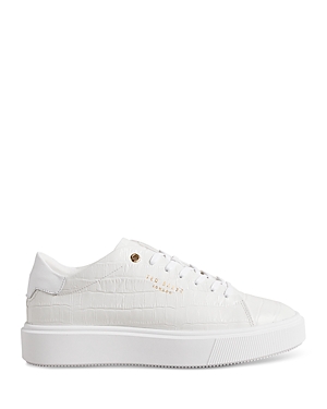 Ted Baker Womens White Artimi Croc-embossed Leather Low-top