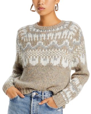 AQUA - Fair Isle Crewneck Sweater - Exclusive