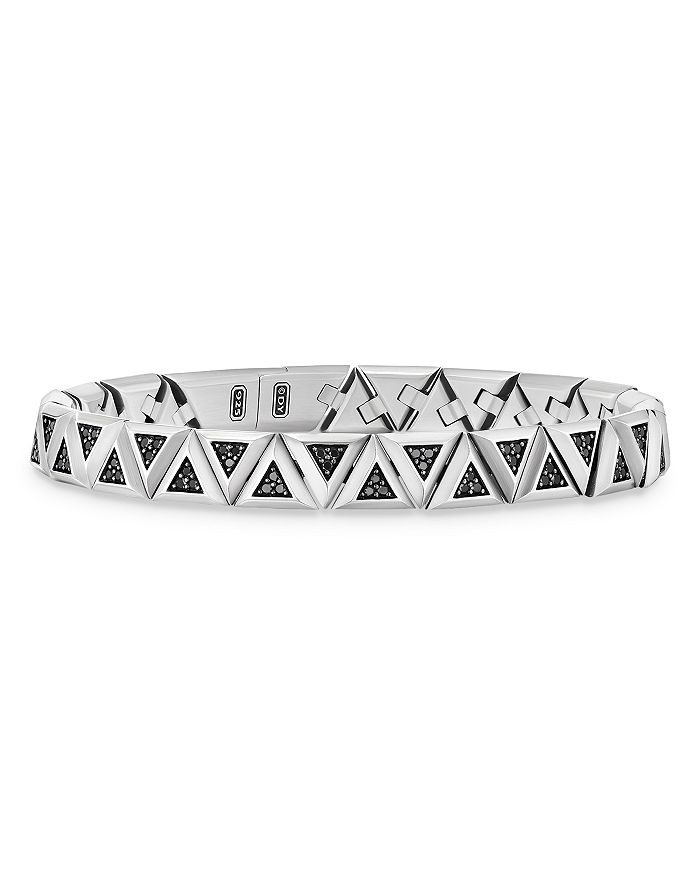 David Yurman Men's Faceted Link Bracelet in Sterling Silver - Black Diamond - Size Medium