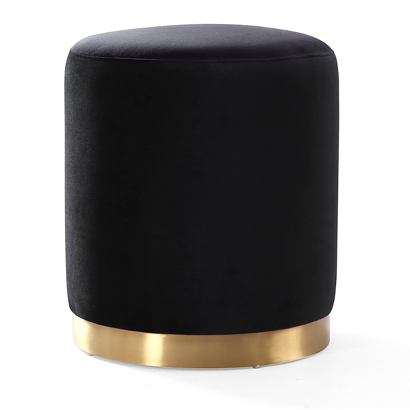 Tov Furniture Opal Velvet Ottoman with Gold Base in Cream