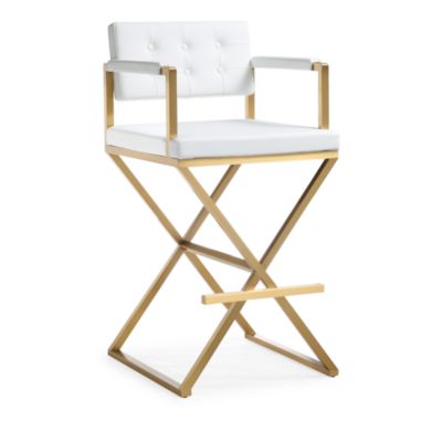 TOV Furniture - Director Performance Vegan Leather and Stainless Steel Barstool in Black