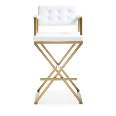  Director Performance Vegan Leather and Stainless Steel Barstool in Black