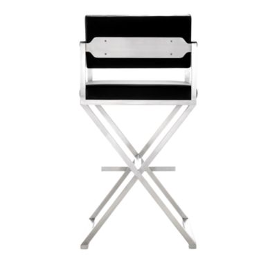  Director Performance Vegan Leather and Stainless Steel Barstool in Black
