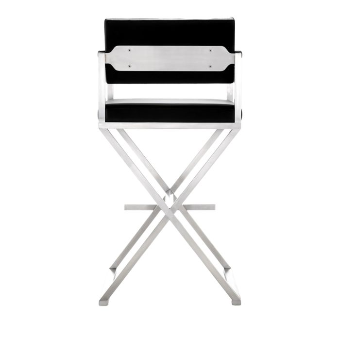 Director Performance Vegan Leather and Stainless Steel Barstool Black