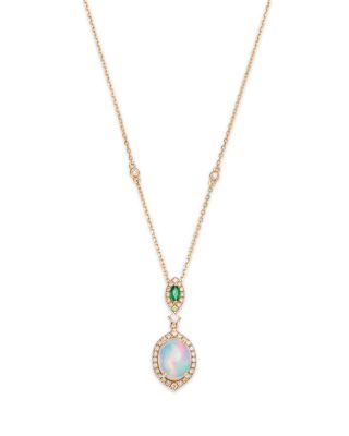 Bloomingdale's Fine Collection - Ethiopian Opal, Emerald, & Diamond Pendant Necklace in 14K Yellow Gold, 18"