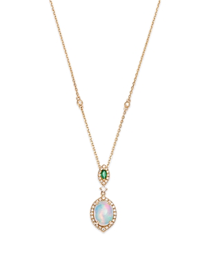 Bloomingdale's Ethiopian Opal, Emerald, & Diamond Pendant Necklace In 14k Yellow Gold, 18 In Multi/gold