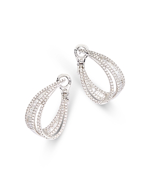Bloomingdale's Diamond Baguette Hoop Earrings in 14K White Gold, 2.20 ct. t.w.