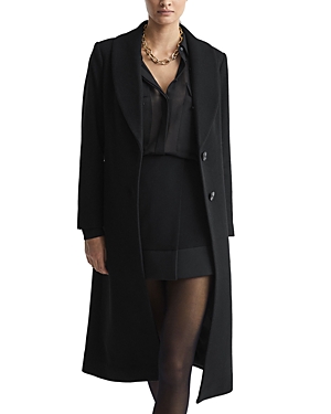 Shop Reiss Laurie Faux Fur Collar Coat In Black