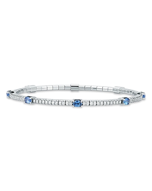 18K White Gold Sapphire & Diamond Stretch Tennis Bracelet