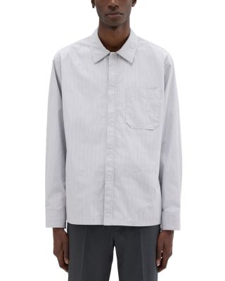 Theory - Striped Cotton Blend Shirt Jacket