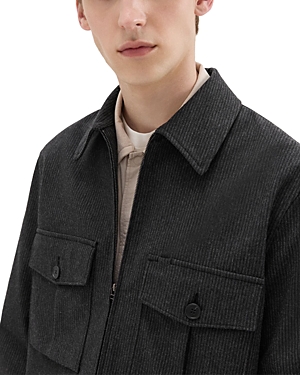 Theory Project Pinstripe Flannel Shirt Jacket In Black Charcoal