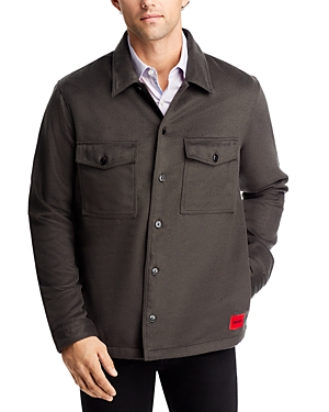 Hugo Enalu Button Front Shirt Jacket In Dark Grey