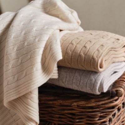 Cable Cashmere Throw Blanket