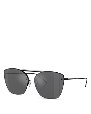 Oliver Peoples Ziane Irregular Sunglasses, 61mm In Black/gray Mirrored Gradient