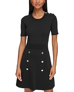 Karl Lagerfeld Paris Knit Button Skirt Mini Dress