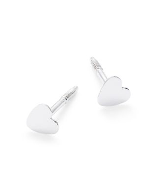 Children's Tiny Heart Stud Earrings in 14K White Gold