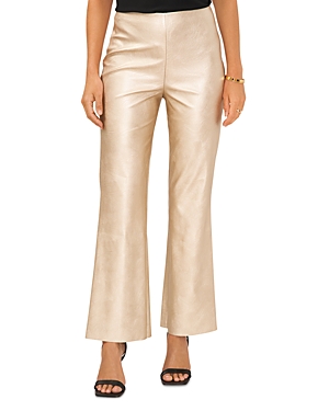 Vince Camuto Metallic Flare Leg Pants In Soft Gold