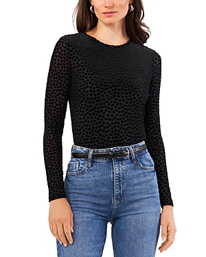 Shop Vince Camuto Printed Long Sleeve Top In Rich Black