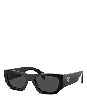Prada Low Bridge Rectangular Unisex Sunglasses, Pr A01sf In Black/gray Solid