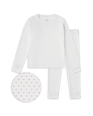 1212 Girls' Printed Long Sleeved Rib Set - Little Kid In Blue Tiny Hearts