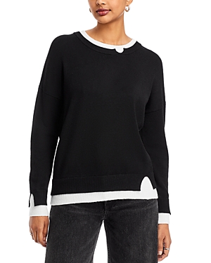 Theo & Spence Notched Layered Sweater In Black