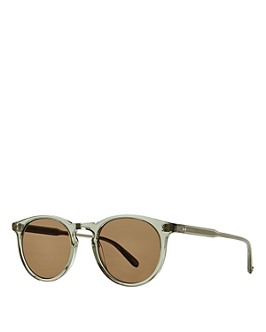 Garrett Leight Round Sunglasses, 47mm In Green/brown Solid