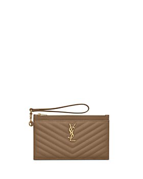Saint Laurent Envelope Quilted Textured-leather Pouch - Brown - One Size