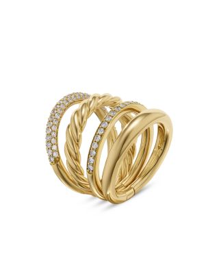 DY Mercer Multi Row Ring in 18K Yellow Gold with Pav&eacute; Diamonds