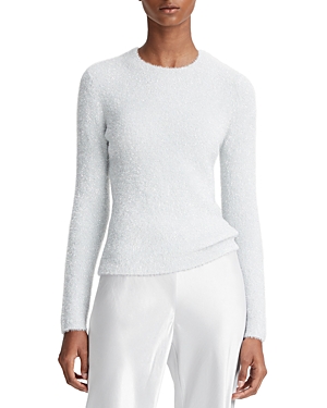 Shop Vince Lurex Eyelash Sweater In Off White