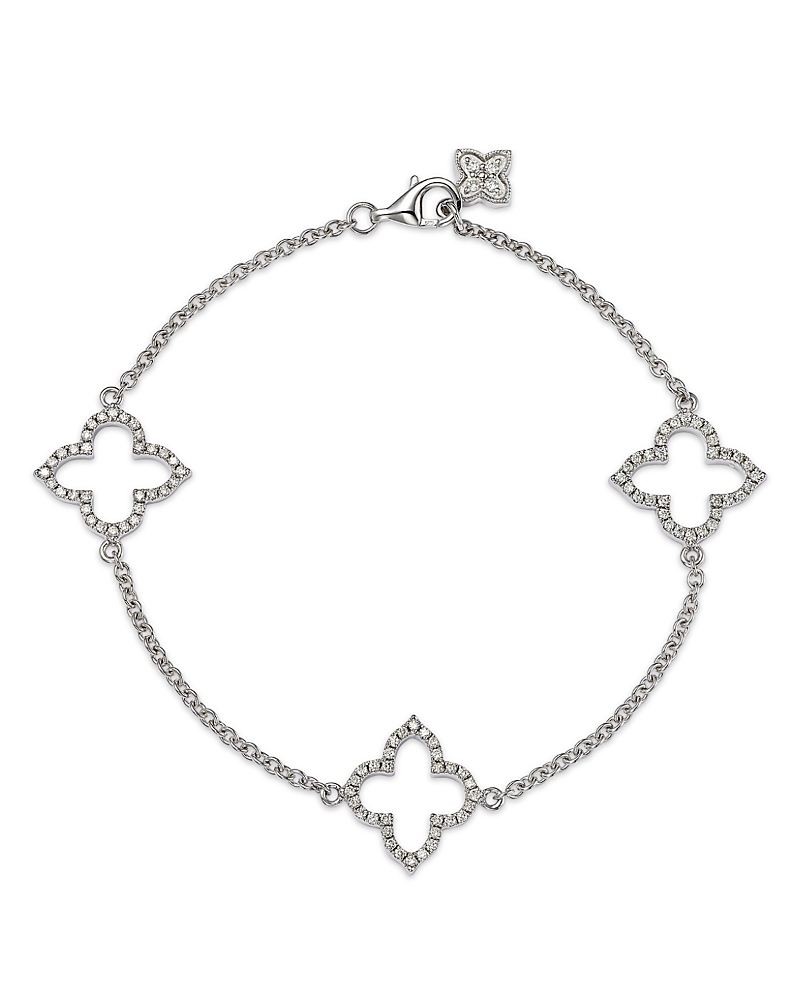 Bloomingdale's Fine Collection Diamond Clover Station Bracelet in 14K White Gold, 0.38 tcw