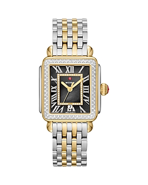 Michele Deco Madison Two-tone 18k Gold-plated Diamond Watch, 33mm X 35mm - 100% Exclusive In Black/two-tone