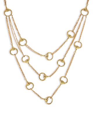 Alberto Milani - 18K Yellow Gold Via Caneva Three Layer Horsebit Link Necklace, 20"