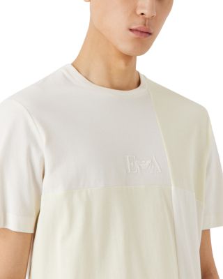 Patchwork Effect Short Sleeve Crewneck Logo Tee